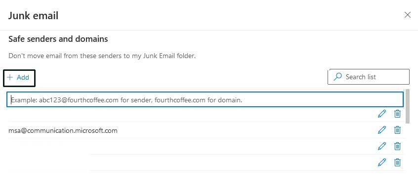 hotmail whitelist configuration